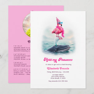 Funny Prosecco Flamingo Beach Bachelorette Weekend Invitation