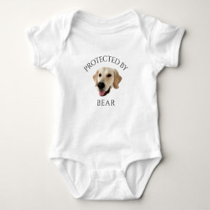 Funny Protected by custom Dog Photo Head Gift Baby Bodysuit