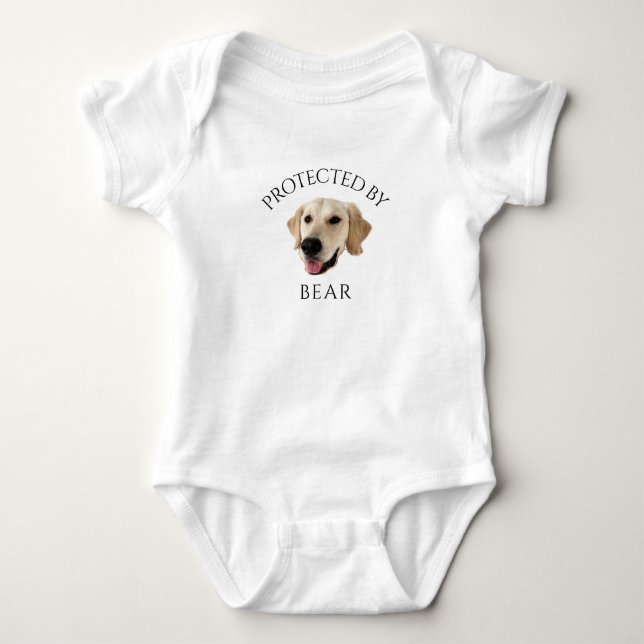 Funny Protected by custom Dog Photo Head Gift  Baby Bodysuit (Front)