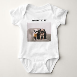 Funny Protected By Dogs Photo Baby Bodysuit