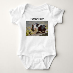 Funny Protected By Pet Photo Baby Bodysuit