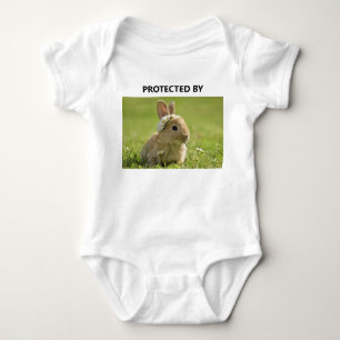 Funny Protected By Rabbit Photo Baby Bodysuit