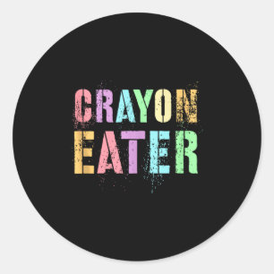 Funny Proud Crayon Eater Military Veteran Dad Offi Classic Round Sticker