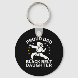 Funny Proud Dad Black Belt Daughter Karate Dad Fat Key Ring