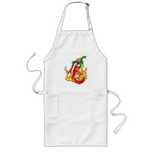 Funny Proud Firefighter Chilli On Fire Gives Thumb Long Apron