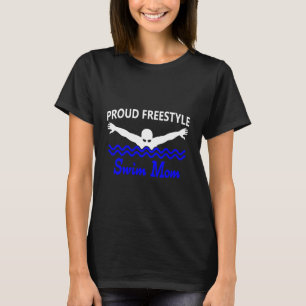 Funny Proud Freestyle Swim Mum support love dark b T-Shirt
