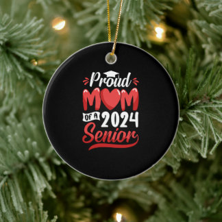 Funny Proud Mum Of A 2024 Senior Graduation Gift Ceramic Tree Decoration