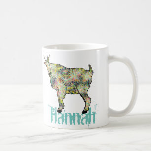 Funny Psychedelic Art Goat Design with Your Name Coffee Mug