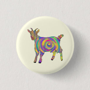 Funny Psychedelic Goat Colourful Spiral Animal Art 3 Cm Round Badge