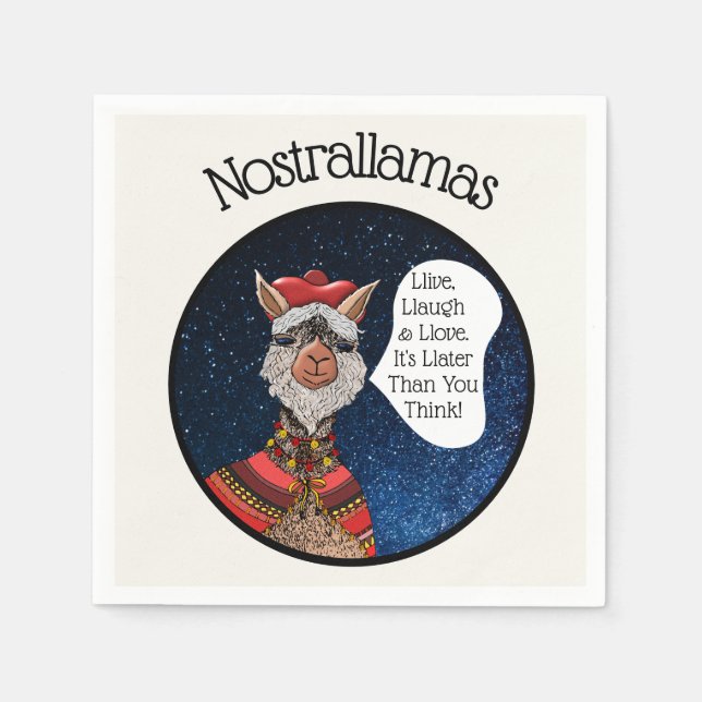 Funny Psychic Reading Llama Nostradamus Halloween Napkin (Front)
