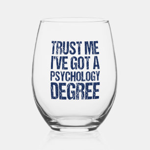 Funny Psychology Graduation Custom Psychologist Stemless Wine Glass