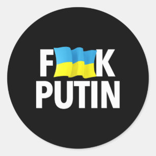 Funny Puck Futin - Ukrainian Flag  Classic Round Sticker