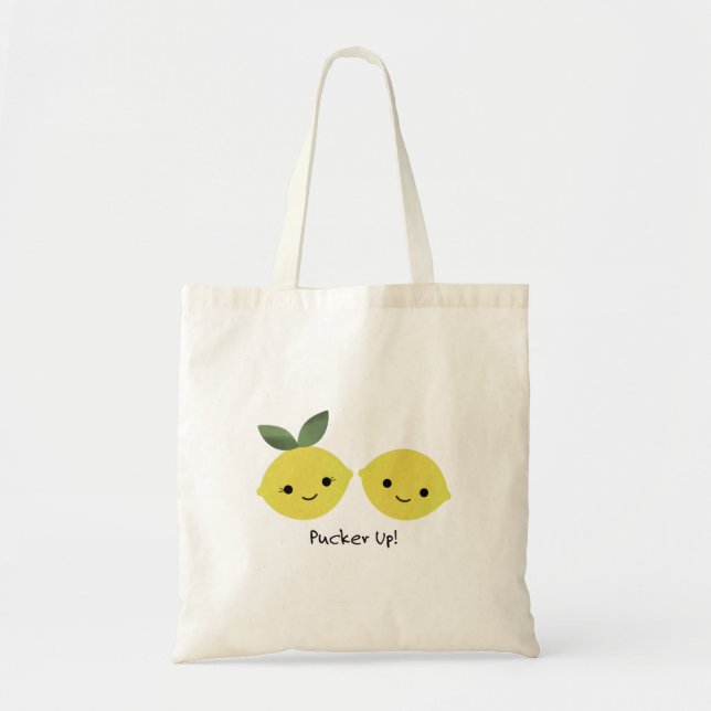 Funny Pucker Up Lemons Tote Bag (Front)