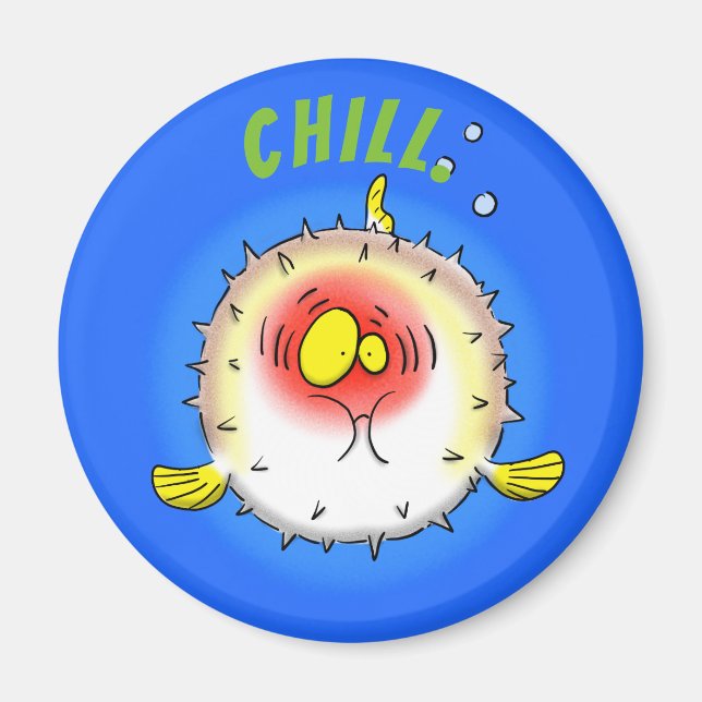 Funny puffer fish cartoon magnet (Front)