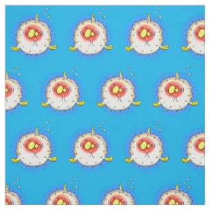 Funny puffer fish porcupine fish cartoon fabric
