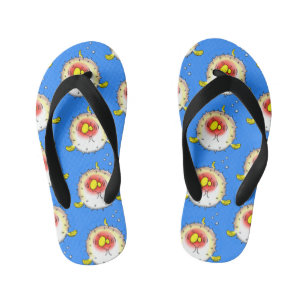 Funny puffer fish porcupine fish cartoon kid's jandals