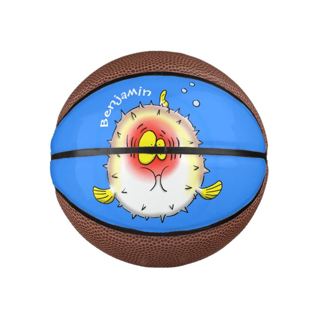 Funny puffer fish porcupine fish cartoon  mini basketball (Front)