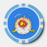 Funny puffer fish porcupine fish cartoon