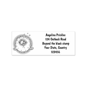 Funny puffer fish porcupine fish cartoon rubber stamp