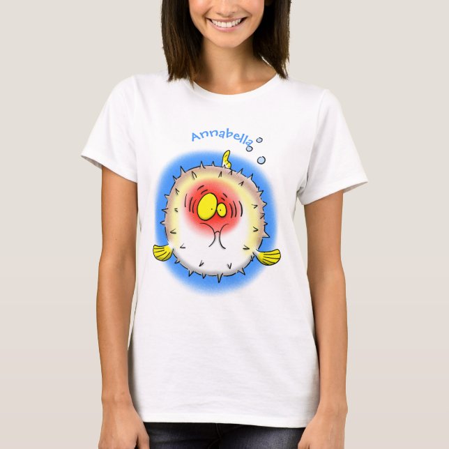 Funny puffer fish porcupine fish cartoon T-Shirt (Front)