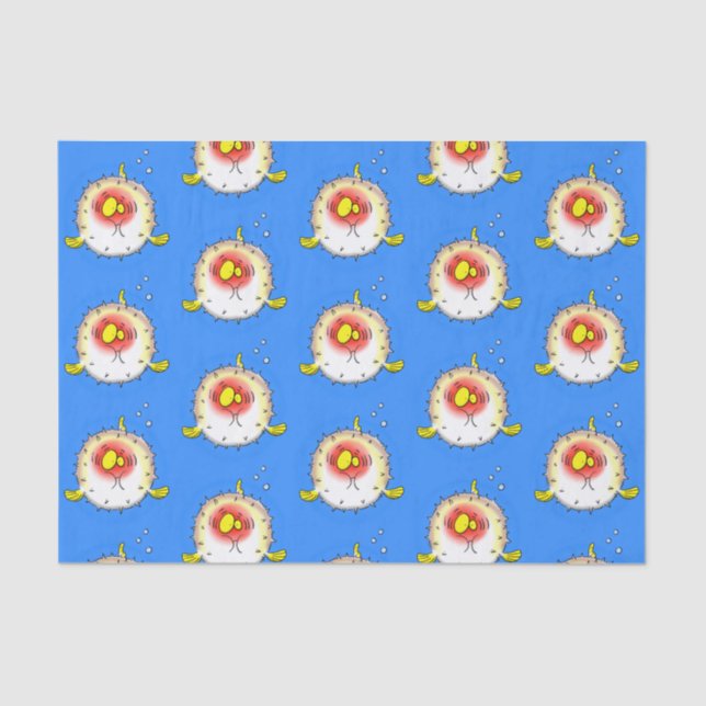 Funny puffer fish porcupine fish cartoon tissue paper (Front)