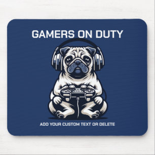 Funny Pug And Gaming Animal Lover Gift Mouse Pad