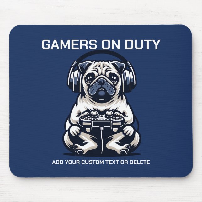 Funny Pug And Gaming Animal Lover Gift Mouse Pad (Front)