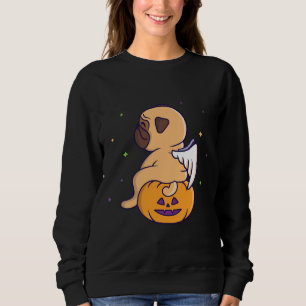 Funny pug angel sitting on the pumpkin Classic T-S Sweatshirt