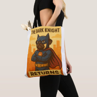 - Funny Pug Art in Cape – Marvel-Inspired Dog  Tote Bag