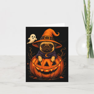 Funny Pug Breed Pet Halloween Pumpkins Halloween Card