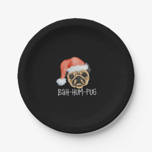 Funny Pug Christmas Dog Mom Dad Pajamas Oversized  Paper Plate