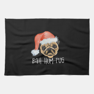Funny Pug Christmas Dog Mom Dad Pajamas Oversized Tea Towel