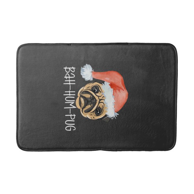 Funny Pug Christmas Dog Mum Dad Pyjamas Oversized  Bath Mat (Front)