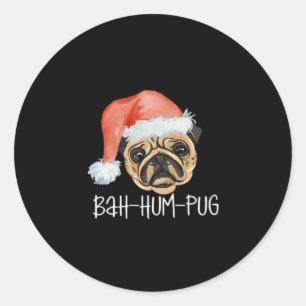 Funny Pug Christmas Dog Mum Dad Pyjamas Oversized Classic Round Sticker
