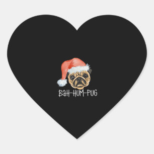 Funny Pug Christmas Dog Mum Dad Pyjamas Oversized Heart Sticker