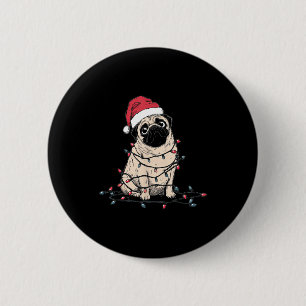 Funny Pug Christmas Graphics Dog Lights Lover Owne 6 Cm Round Badge