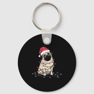 Funny Pug Christmas Graphics Dog Lights Lover Owne Key Ring