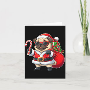 Funny Pug Christmas Santa Outfit Xmas Mom Dad Kids Card