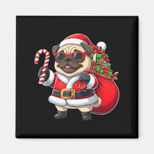 Funny Pug Christmas Santa Outfit Xmas Mom Dad Kids Magnet