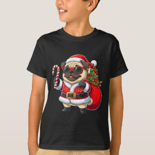 Funny Pug Christmas Santa Outfit Xmas Mom Dad Kids T-Shirt