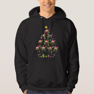 Funny Pug Christmas Tree Colour Led Light Hoodie