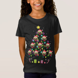 Funny Pug Christmas Tree Colour Led Light T-Shirt