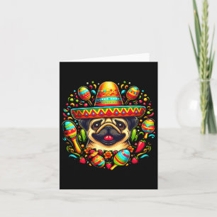 Funny Pug Cinco De Mayo Cute Mexican Dog Sombrero Card