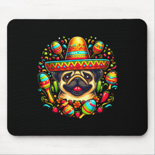 Funny Pug Cinco De Mayo Cute Mexican Dog Sombrero  Mouse Pad