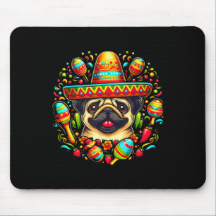Funny Pug Cinco De Mayo Cute Mexican Dog Sombrero Mouse Pad