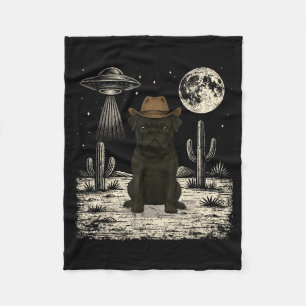Funny Pug Cowboy Western Dog Ufo Fleece Blanket