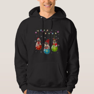 Funny Pug Dog Christmas Lights Pajama Merry Pugmas Hoodie