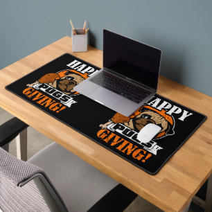Funny Pug Dog Happy Pugsgiving Thanksgiving Desk Mat