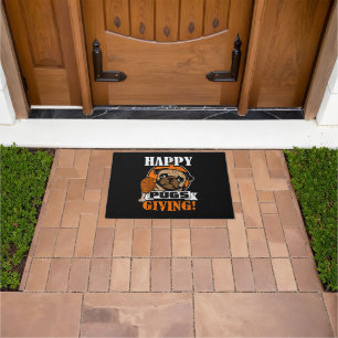 Funny Pug Dog Happy Pugsgiving Thanksgiving Doormat