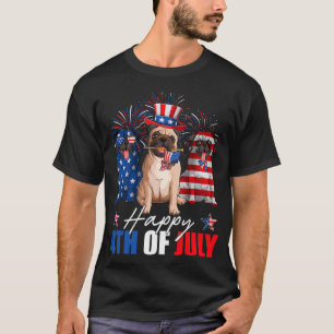 Funny Pug Dog Lover USA Flag Indepedence Day T-Shirt